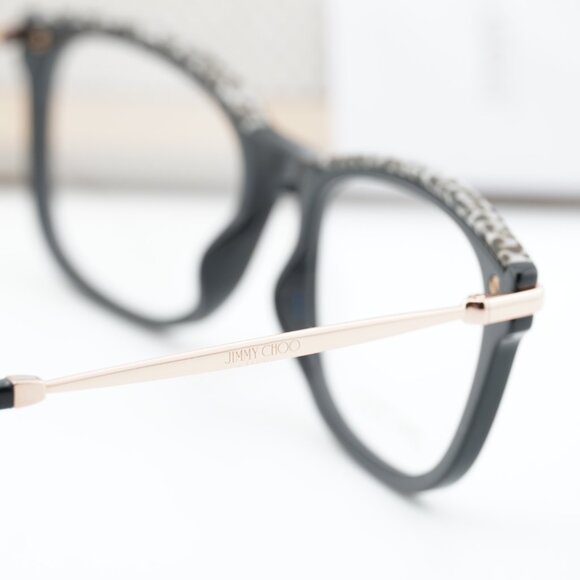 Jimmy Choo JC248 0FP3 00 Cat Eye 53mm Eyeglasses - Black/Gold - Picture 9 of 10